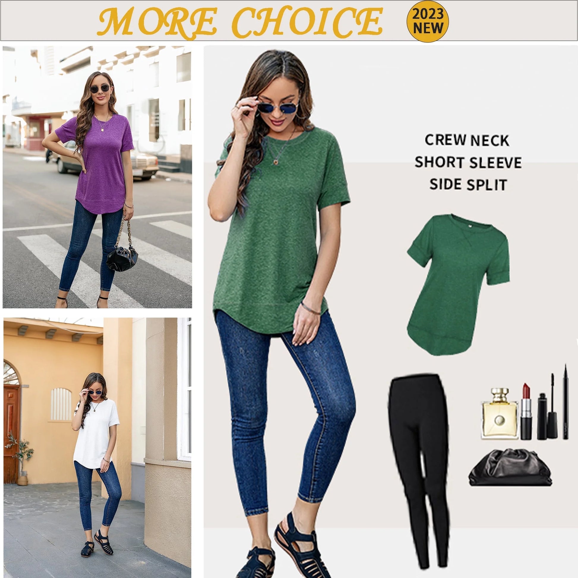 Summer Short Sleeve T-Shirts for Women Fashion Trendy Loose Cute Tunic Casual Crew Neck Tops White Blouse Size XL