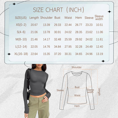 White Long Sleeve Shirts for Women Basic Crop Tops Fall Fashion Dressy Casual Slim Y2K Trendy Blouses