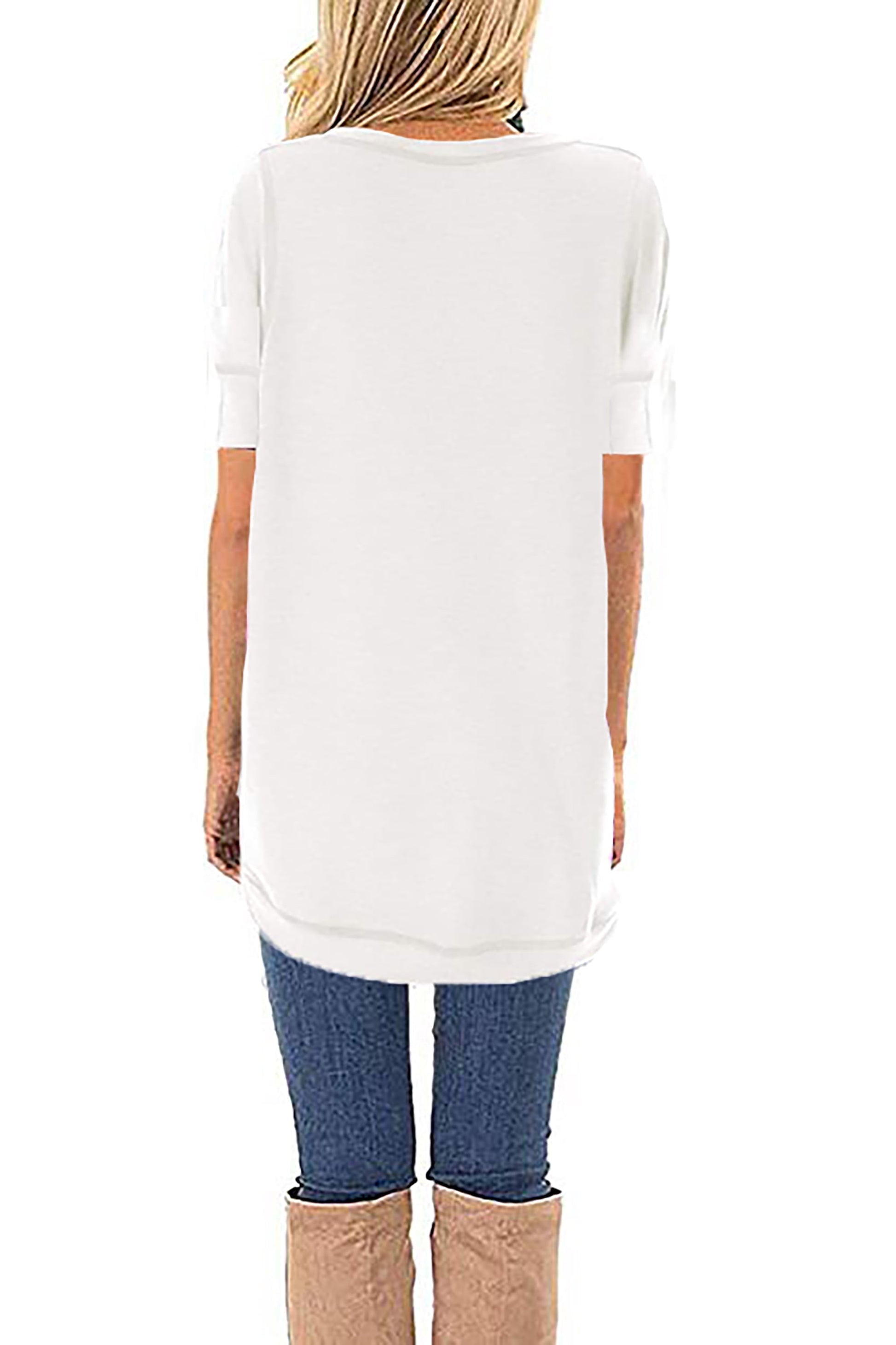 Summer Short Sleeve T-Shirts for Women Fashion Trendy Loose Cute Tunic Casual Crew Neck Tops White Blouse Size XL