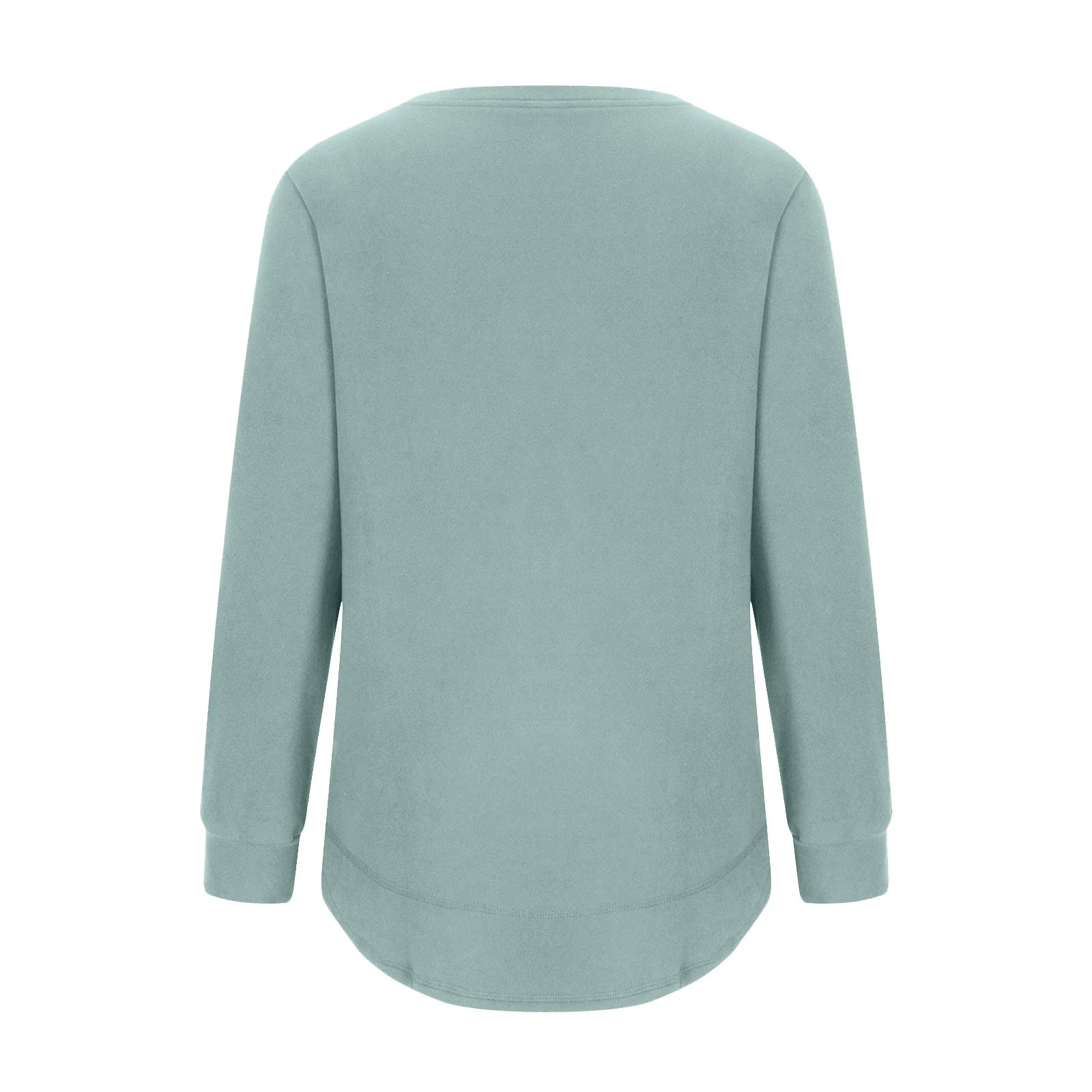 Womens T Shirts Solid Long Sleeves Crew Neck Fashion New Arrivals Green 6