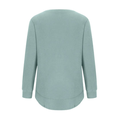 Womens T Shirts Solid Long Sleeves Crew Neck Fashion New Arrivals Green 6