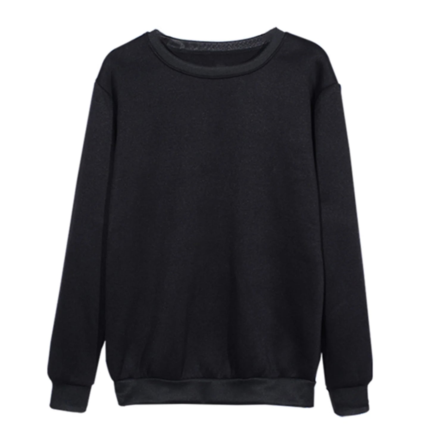 Women'S T-Shirts Lady Blouses Loose Solid Long Sleeves Crew Neck Woman plus Size Tank Top Black 8