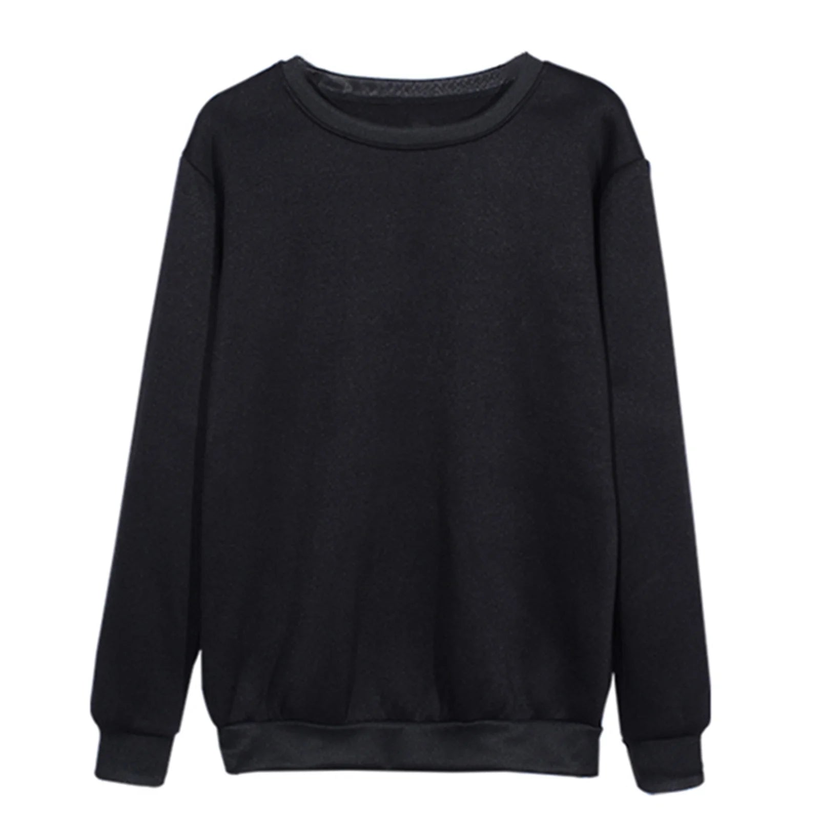 Women'S T-Shirts Lady Blouses Loose Solid Long Sleeves Crew Neck Woman plus Size Tank Top Black 8