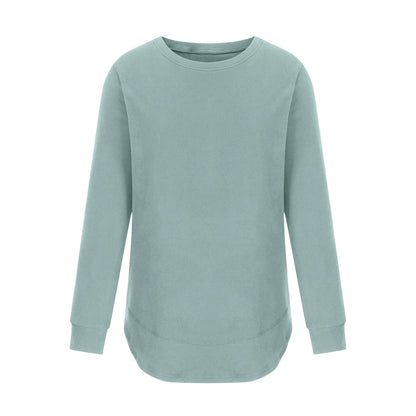 Womens T Shirts Solid Long Sleeves Crew Neck Fashion New Arrivals Green 6