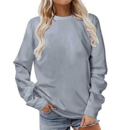 Women'S T-Shirts Women T-Shirts Loose Solid Long Sleeves Crew Neck plus Size Shirt for Woman Gray 12